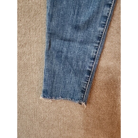 American Eagle Hi-Rise Crop Jegging Jeans Womens 6 Long Blue Raw Hem Next Level - Picture 4 of 10
